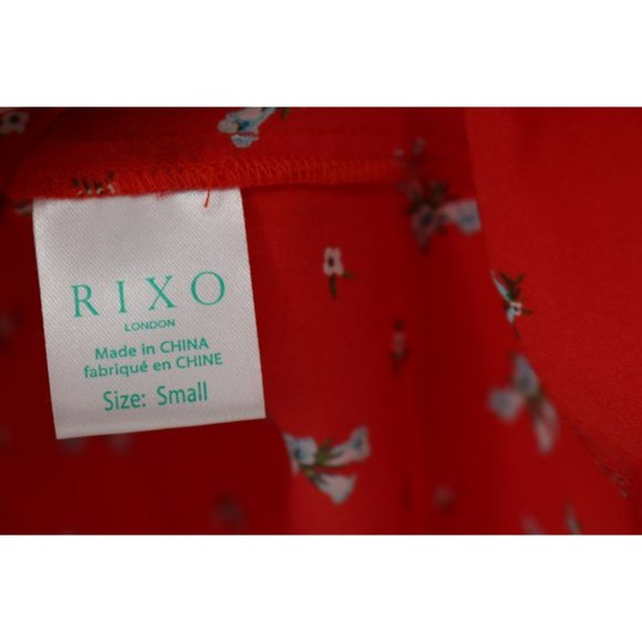 Rixo London Blouse Womens Small Silk Moss Red Floral Print Tie V Neck Top - Picture 6 of 13